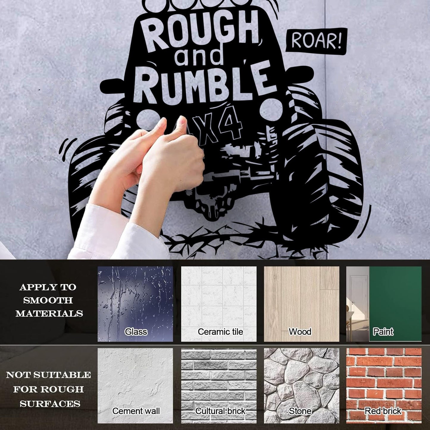 Engraving Decals Rough And Rumble Off-Road Vehicles Suv Auto Car Boys Multiple Size Options