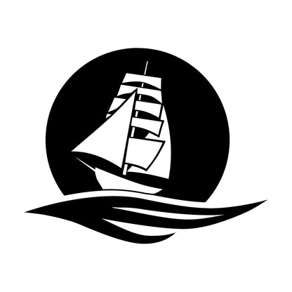 Sea Boat Moon Wave Ocean Marine Wall Stickers Paster Paper It Won'T Fall Off