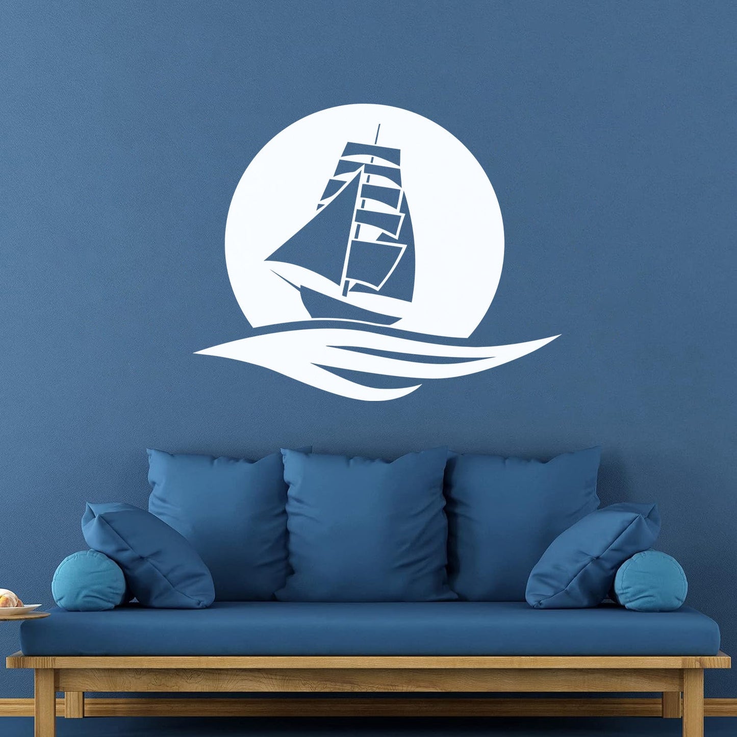 Sea Boat Moon Wave Ocean Marine Wall Stickers Paster Paper It Won'T Fall Off