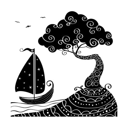 Wall Vinyl Sticker Decor Seascape Sea Ship Boat Nautical Island Personalized Customization