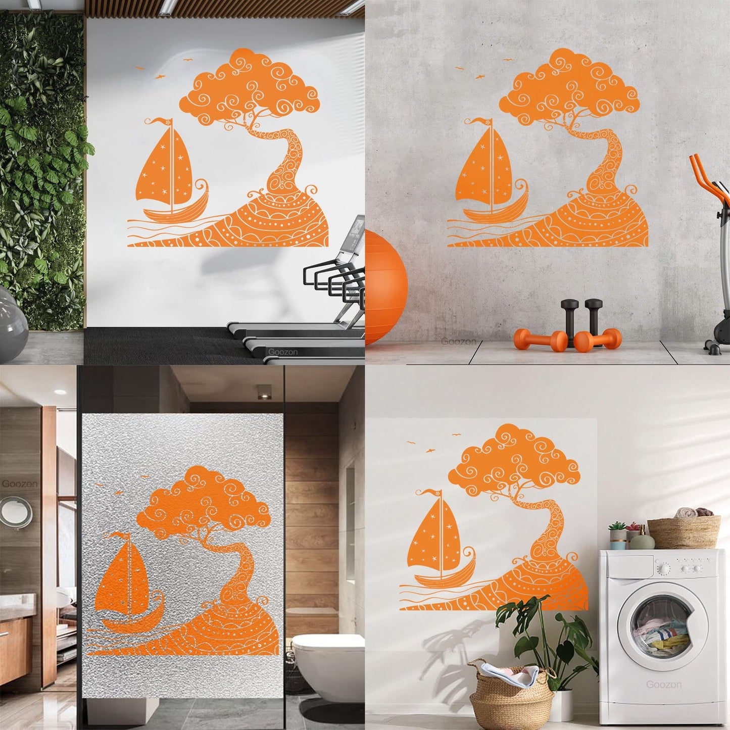 Wall Vinyl Sticker Decor Seascape Sea Ship Boat Nautical Island Personalized Customization