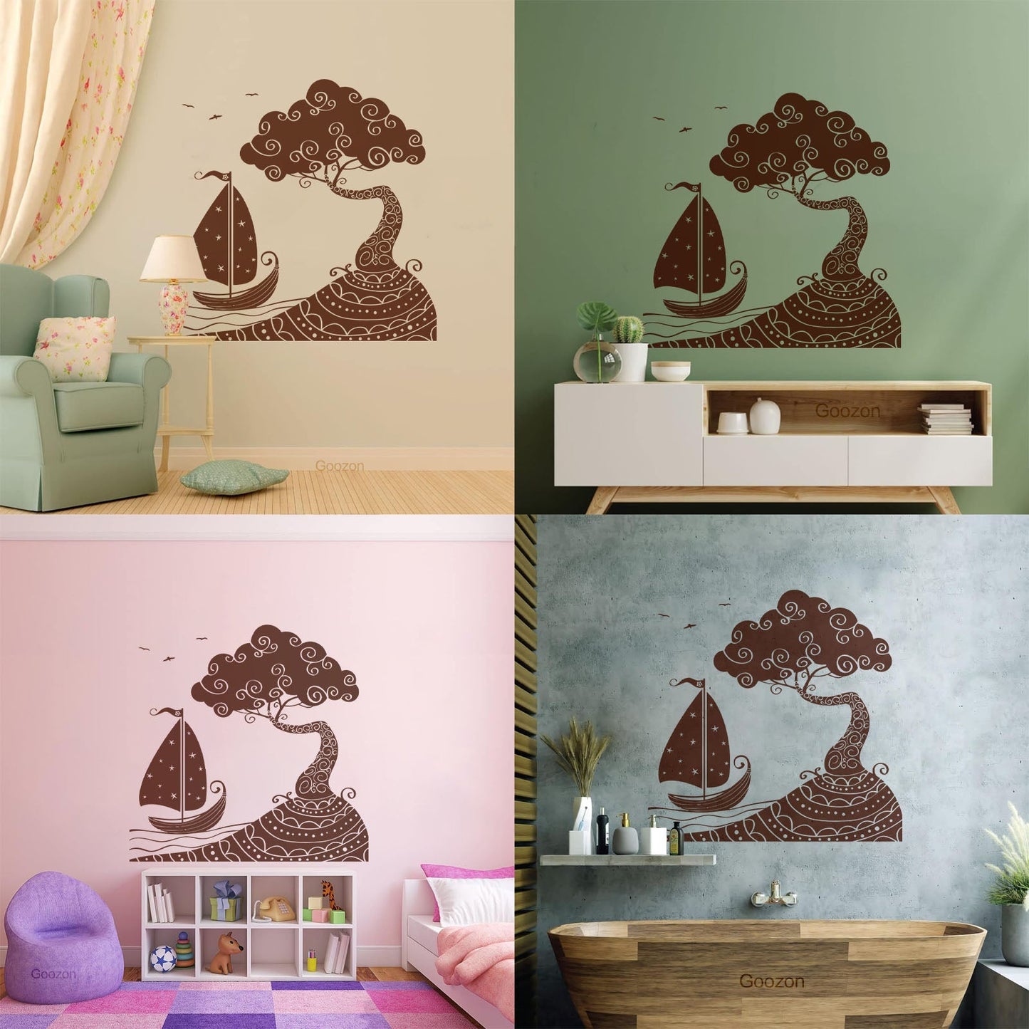 Wall Vinyl Sticker Decor Seascape Sea Ship Boat Nautical Island Personalized Customization