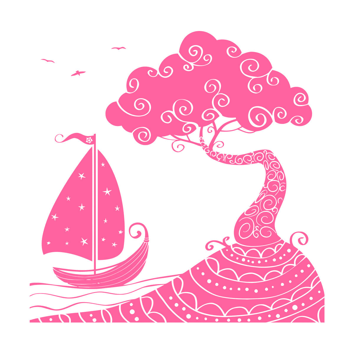 Wall Vinyl Sticker Decor Seascape Sea Ship Boat Nautical Island Personalized Customization