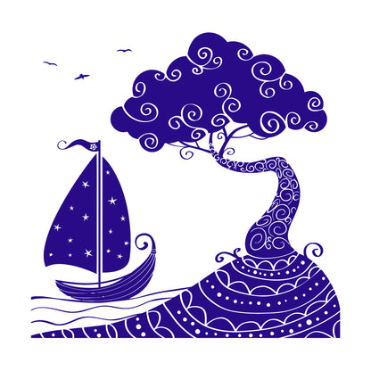 Wall Vinyl Sticker Decor Seascape Sea Ship Boat Nautical Island Personalized Customization