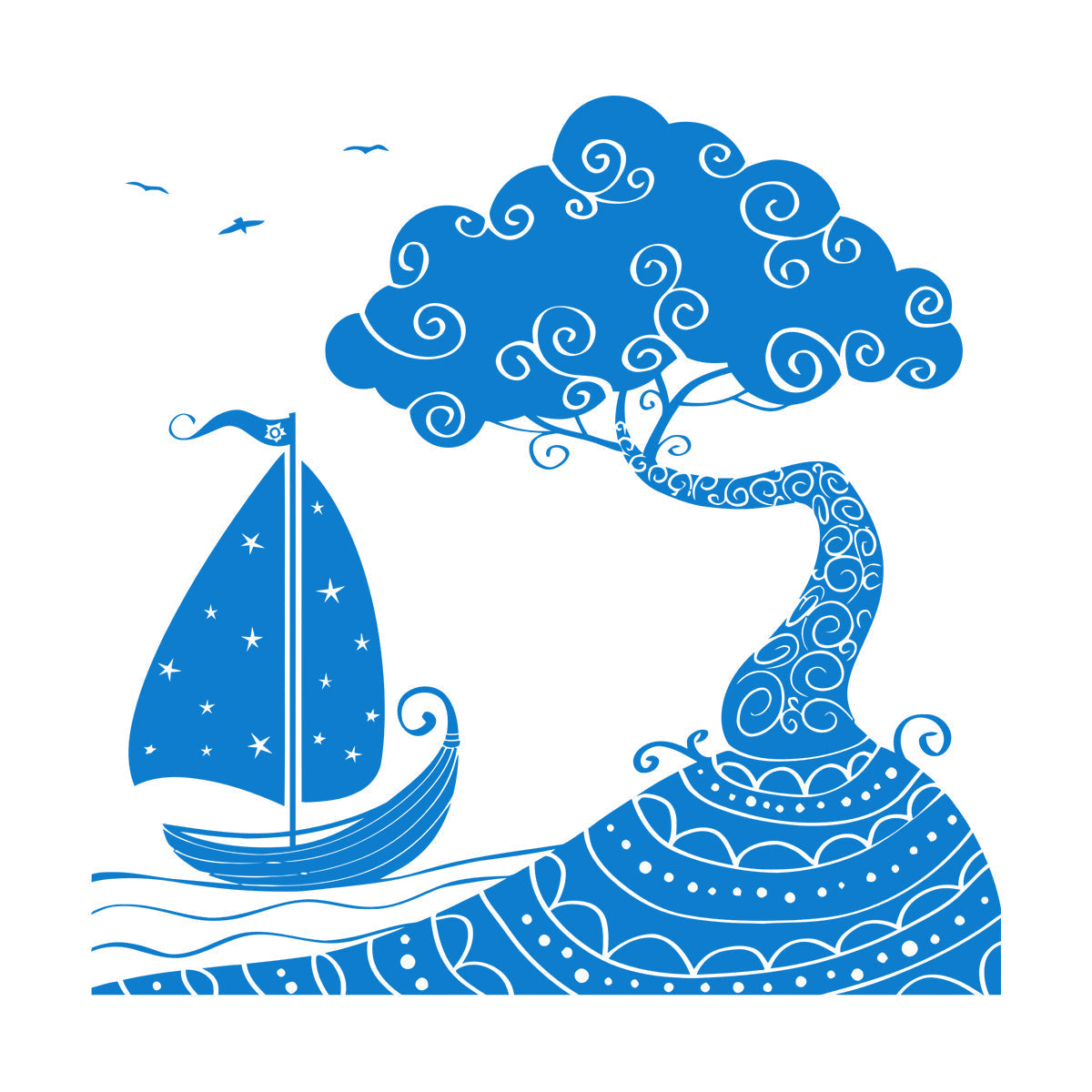 Wall Vinyl Sticker Decor Seascape Sea Ship Boat Nautical Island Personalized Customization