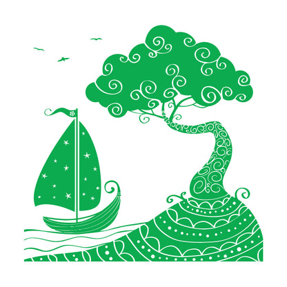 Wall Vinyl Sticker Decor Seascape Sea Ship Boat Nautical Island Personalized Customization