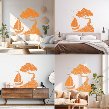 Wall Vinyl Sticker Decor Seascape Sea Ship Boat Nautical Island Personalized Customization