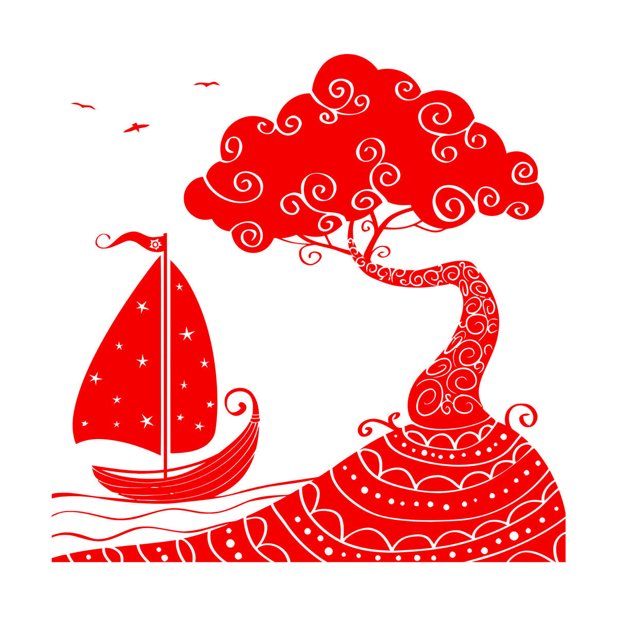 Wall Vinyl Sticker Decor Seascape Sea Ship Boat Nautical Island Personalized Customization