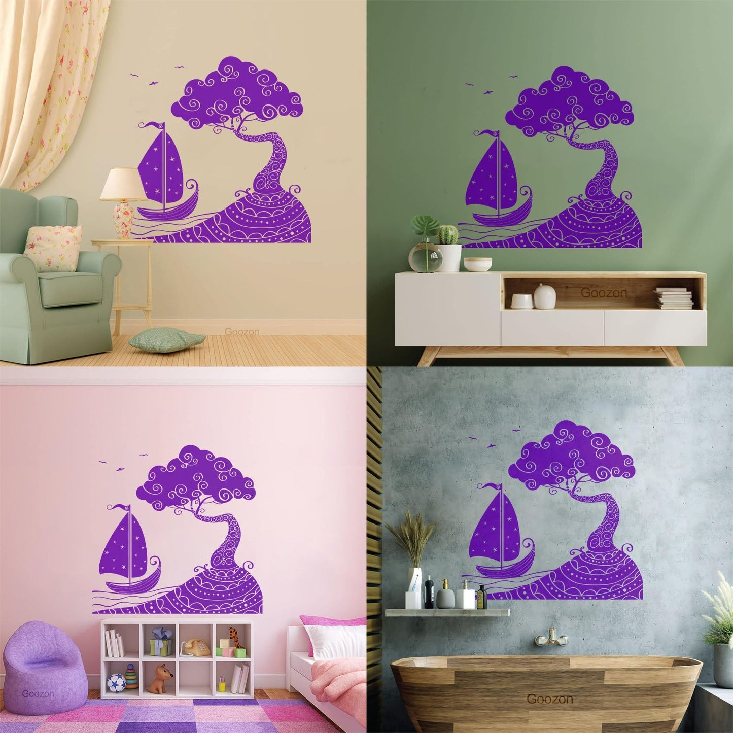 Wall Vinyl Sticker Decor Seascape Sea Ship Boat Nautical Island Personalized Customization