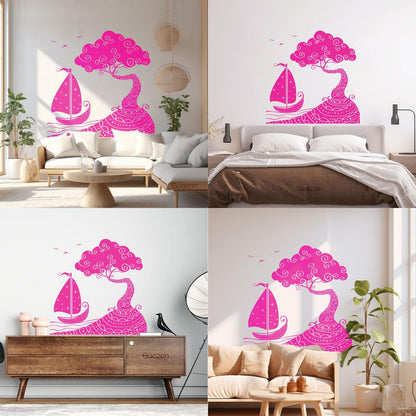 Wall Vinyl Sticker Decor Seascape Sea Ship Boat Nautical Island Personalized Customization