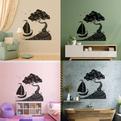 Wall Vinyl Sticker Decor Seascape Sea Ship Boat Nautical Island Personalized Customization