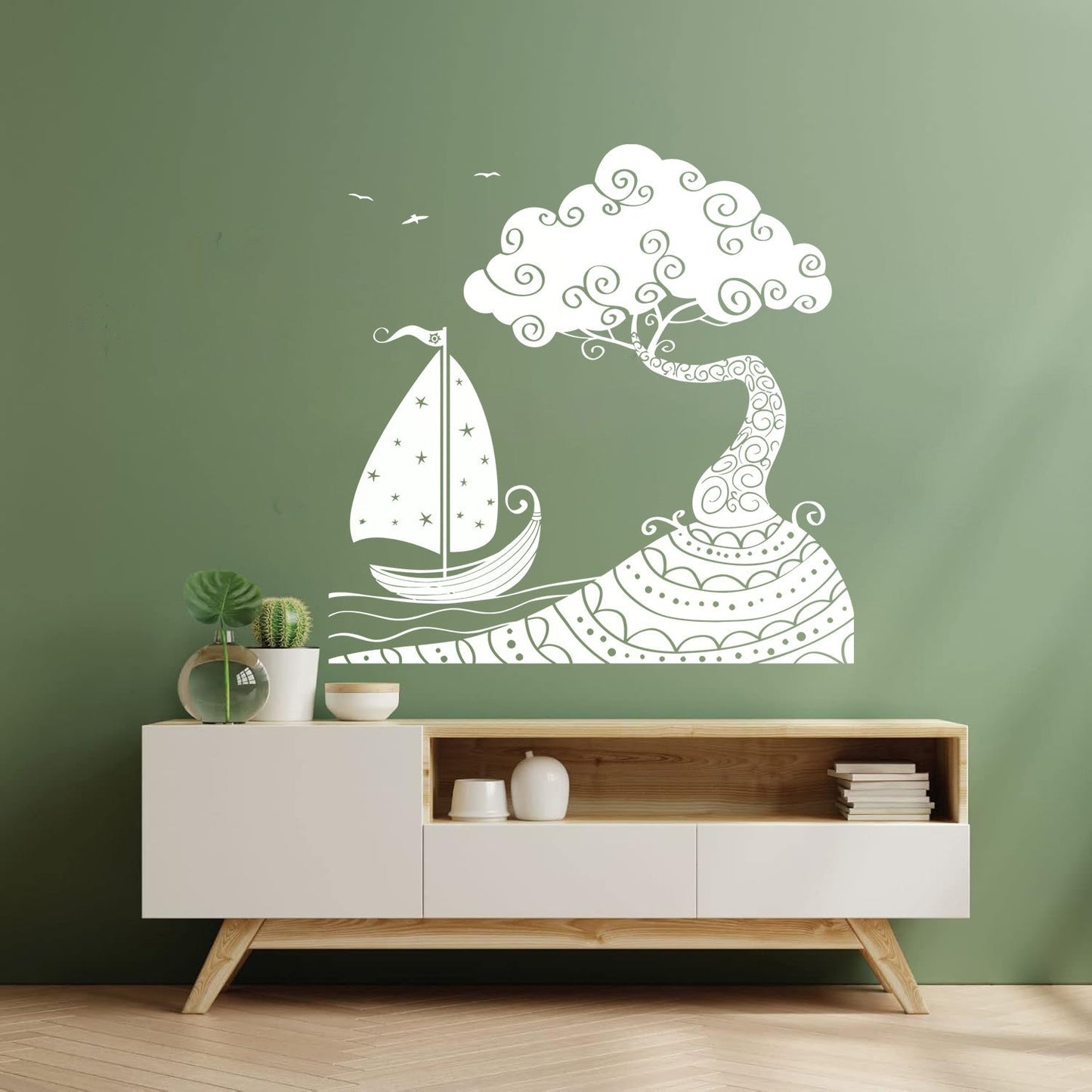 Wall Vinyl Sticker Decor Seascape Sea Ship Boat Nautical Island Personalized Customization