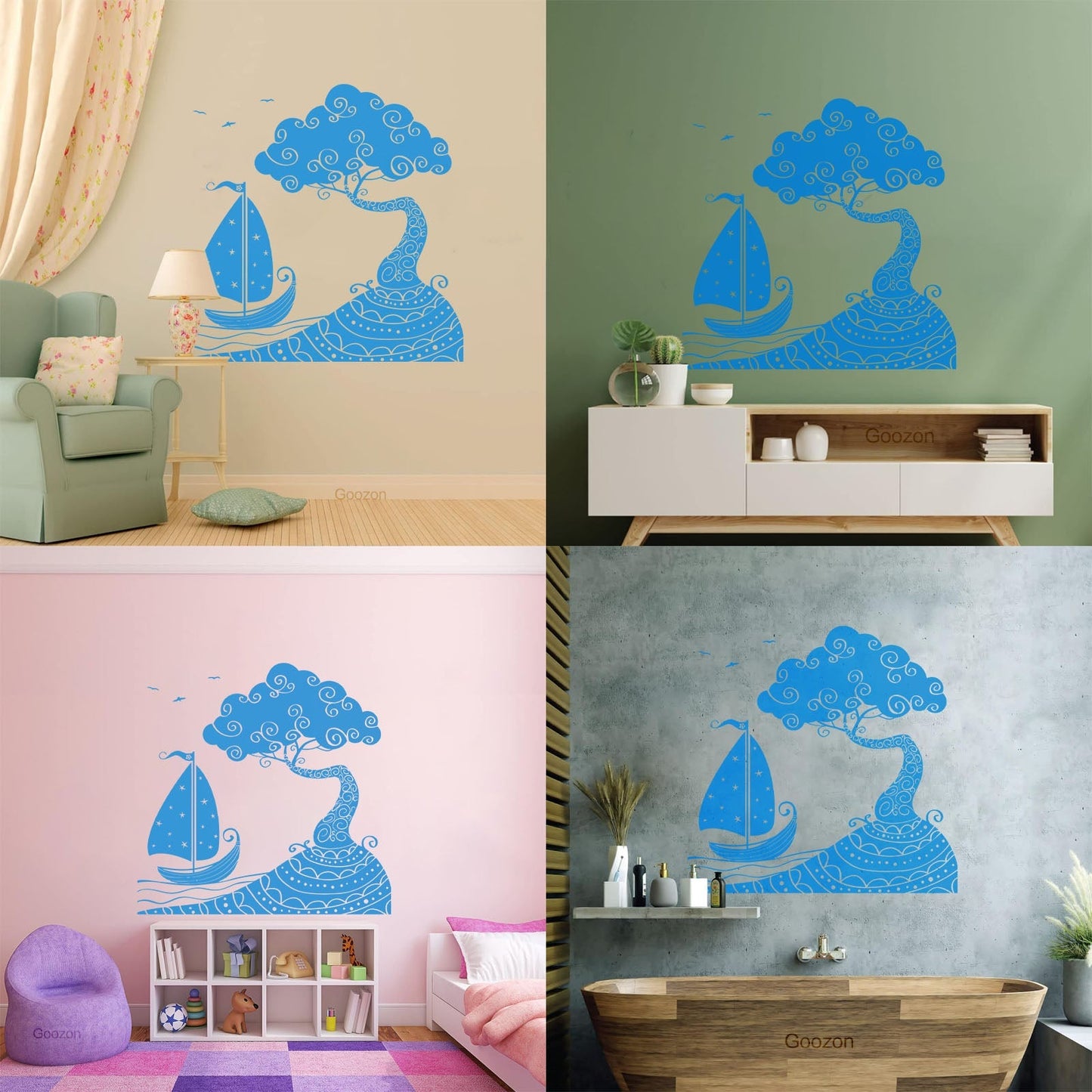 Wall Vinyl Sticker Decor Seascape Sea Ship Boat Nautical Island Personalized Customization