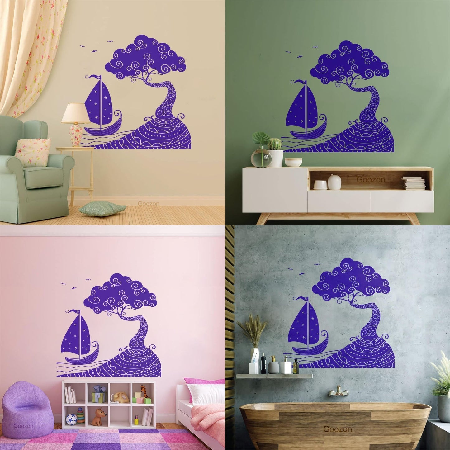 Wall Vinyl Sticker Decor Seascape Sea Ship Boat Nautical Island Personalized Customization
