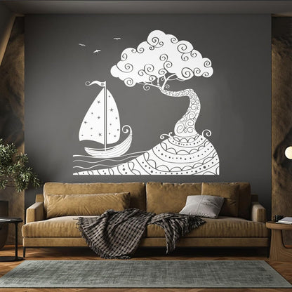 Wall Vinyl Sticker Decor Seascape Sea Ship Boat Nautical Island Personalized Customization