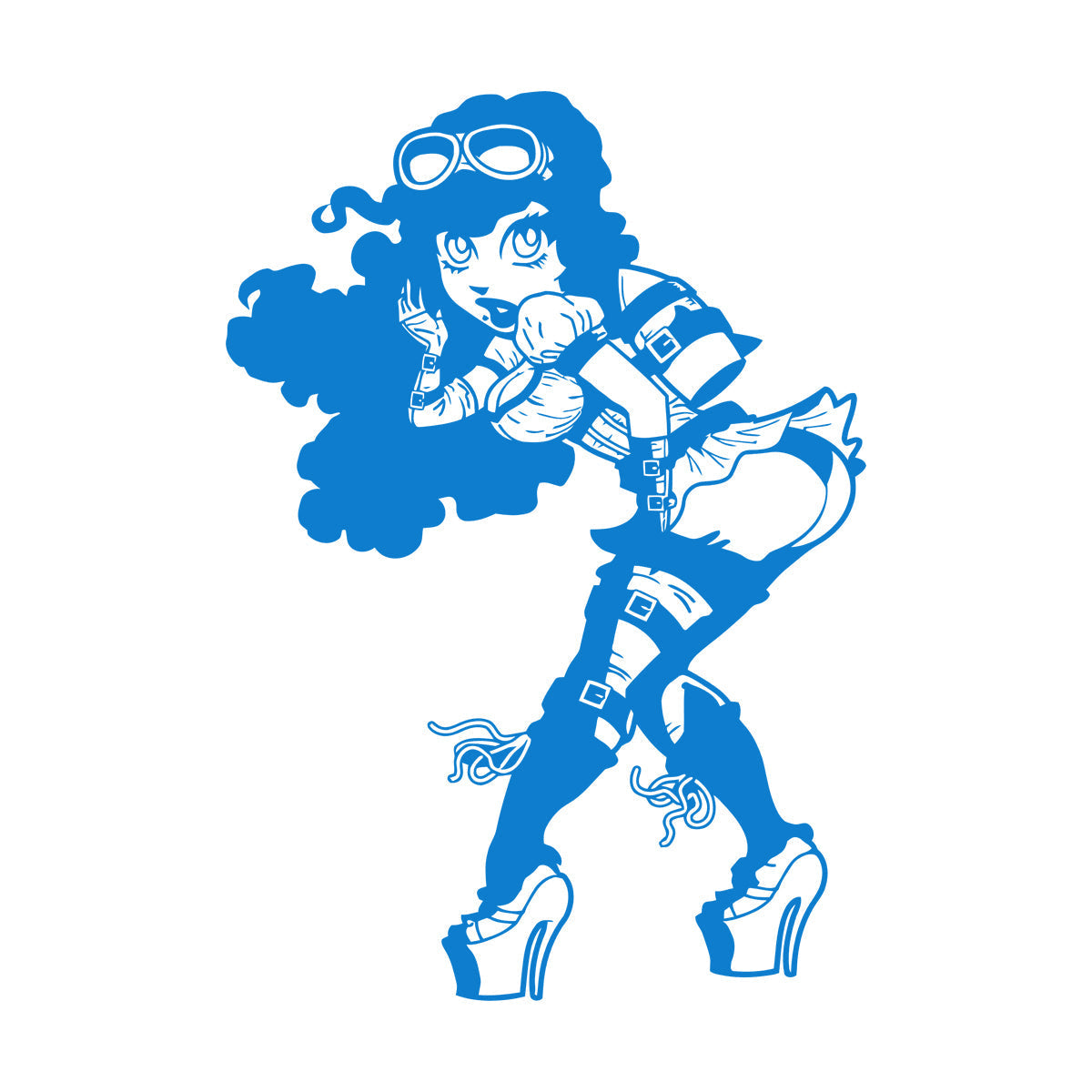 Vinyl Art Sticker Appeal Steampunk Girl With Rocket Ating Car Body Decoration