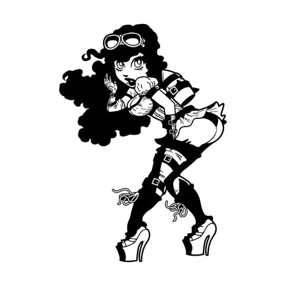 Vinyl Art Sticker Appeal Steampunk Girl With Rocket Ating Car Body Decoration