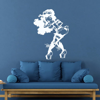 Vinyl Art Sticker Appeal Steampunk Girl With Rocket Ating Car Body Decoration