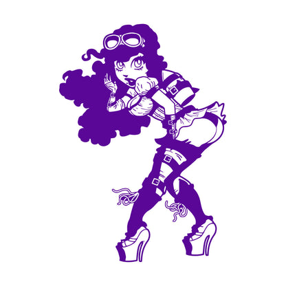 Vinyl Art Sticker Appeal Steampunk Girl With Rocket Ating Car Body Decoration