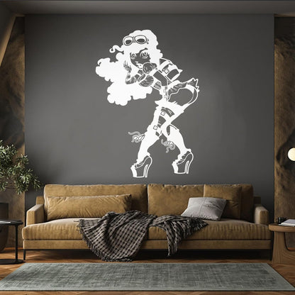 Vinyl Art Sticker Appeal Steampunk Girl With Rocket Ating Car Body Decoration