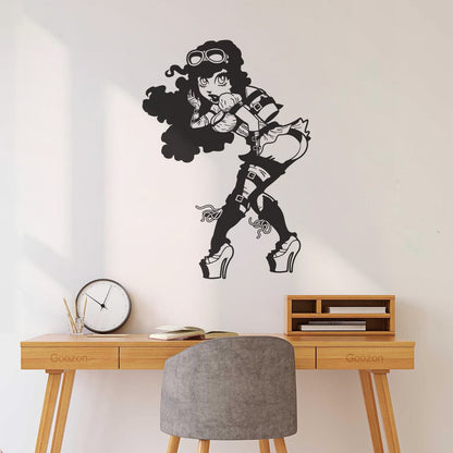 Vinyl Art Sticker Appeal Steampunk Girl With Rocket Ating Car Body Decoration