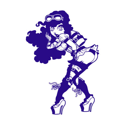 Vinyl Art Sticker Appeal Steampunk Girl With Rocket Ating Car Body Decoration