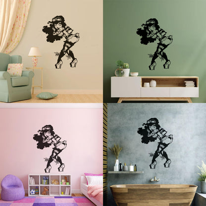 Vinyl Art Sticker Appeal Steampunk Girl With Rocket Ating Car Body Decoration