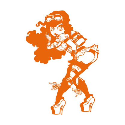 Vinyl Art Sticker Appeal Steampunk Girl With Rocket Ating Car Body Decoration