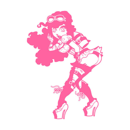 Vinyl Art Sticker Appeal Steampunk Girl With Rocket Ating Car Body Decoration