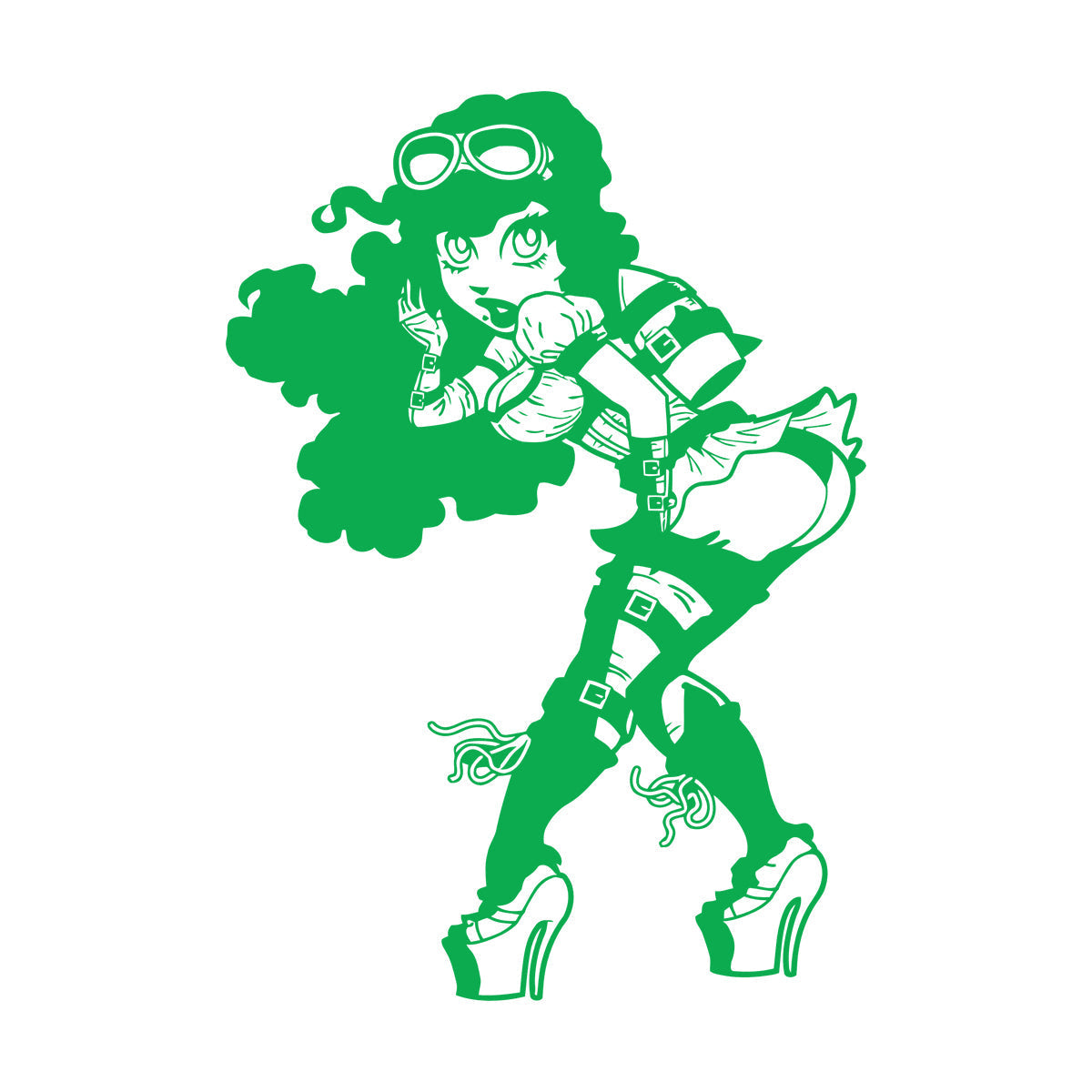 Vinyl Art Sticker Appeal Steampunk Girl With Rocket Ating Car Body Decoration