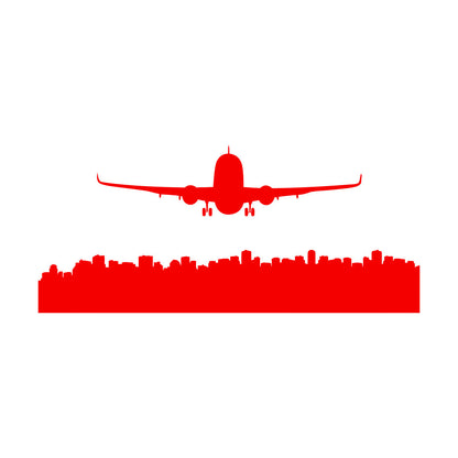 Skyscraper Skyline City Country Silhouette Airplane Plane Lettering Decals Glass Stickers