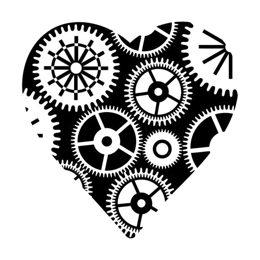 Lettering Stickers Steampunk Heart Gears Mechanical Garage Tattoo Culture