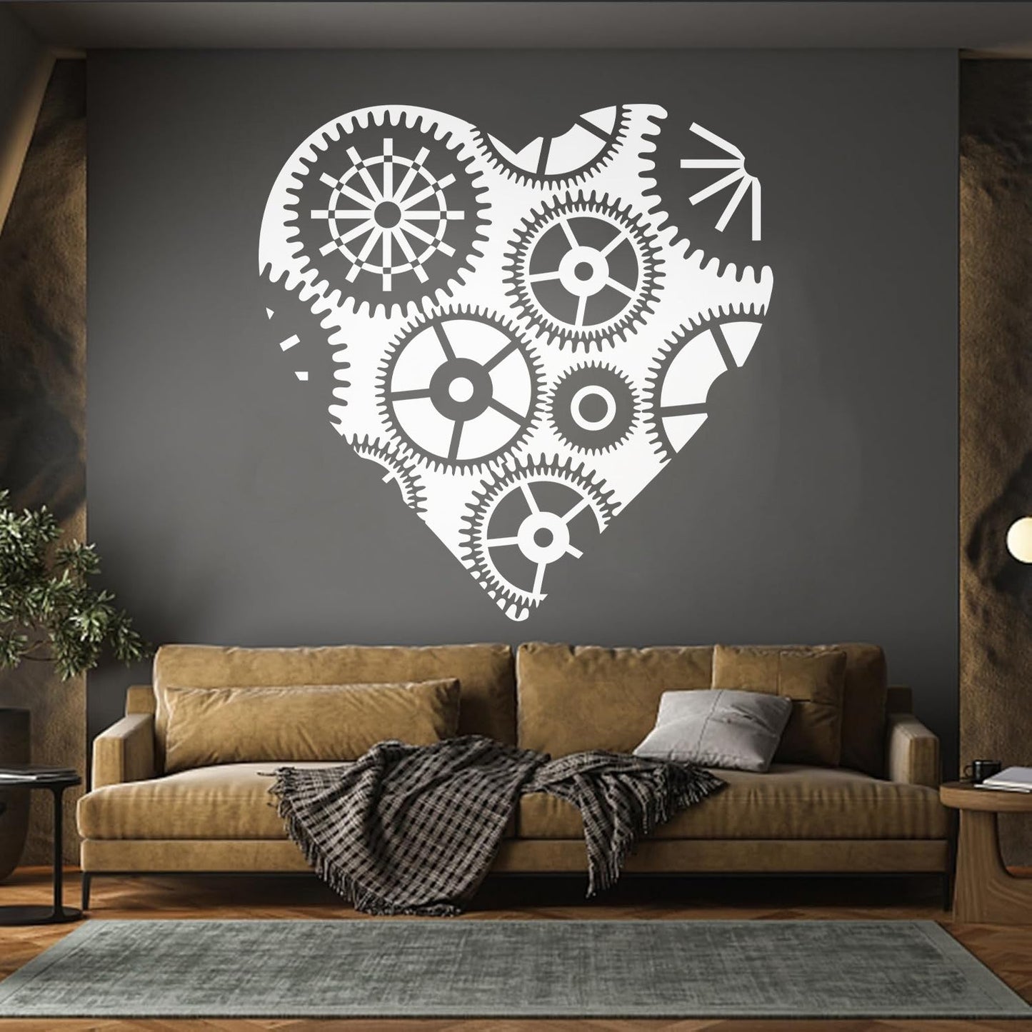 Lettering Stickers Steampunk Heart Gears Mechanical Garage Tattoo Culture