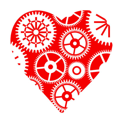 Lettering Stickers Steampunk Heart Gears Mechanical Garage Tattoo Culture