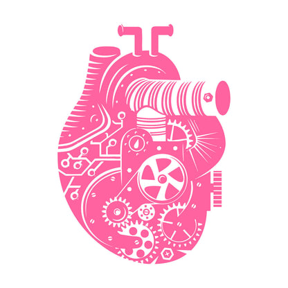 Vinyl Wall Stickers Steampunk Style Mechanical Heart Gears Self Adhesive