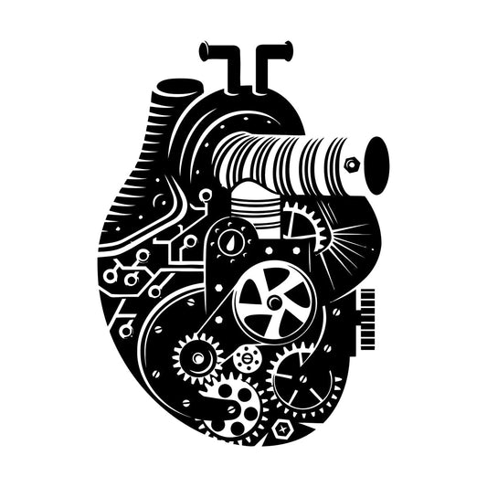 Vinyl Wall Stickers Steampunk Style Mechanical Heart Gears Self Adhesive