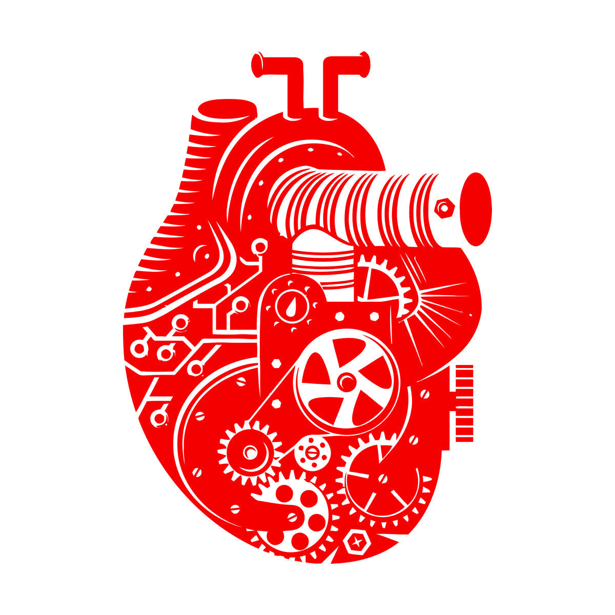 Vinyl Wall Stickers Steampunk Style Mechanical Heart Gears Self Adhesive