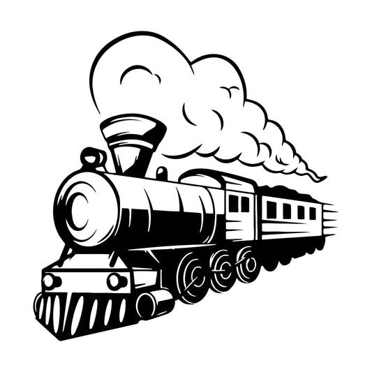 Vinyl Wall Stickers Train Locomotive Steam Railway Transport Store Decoration