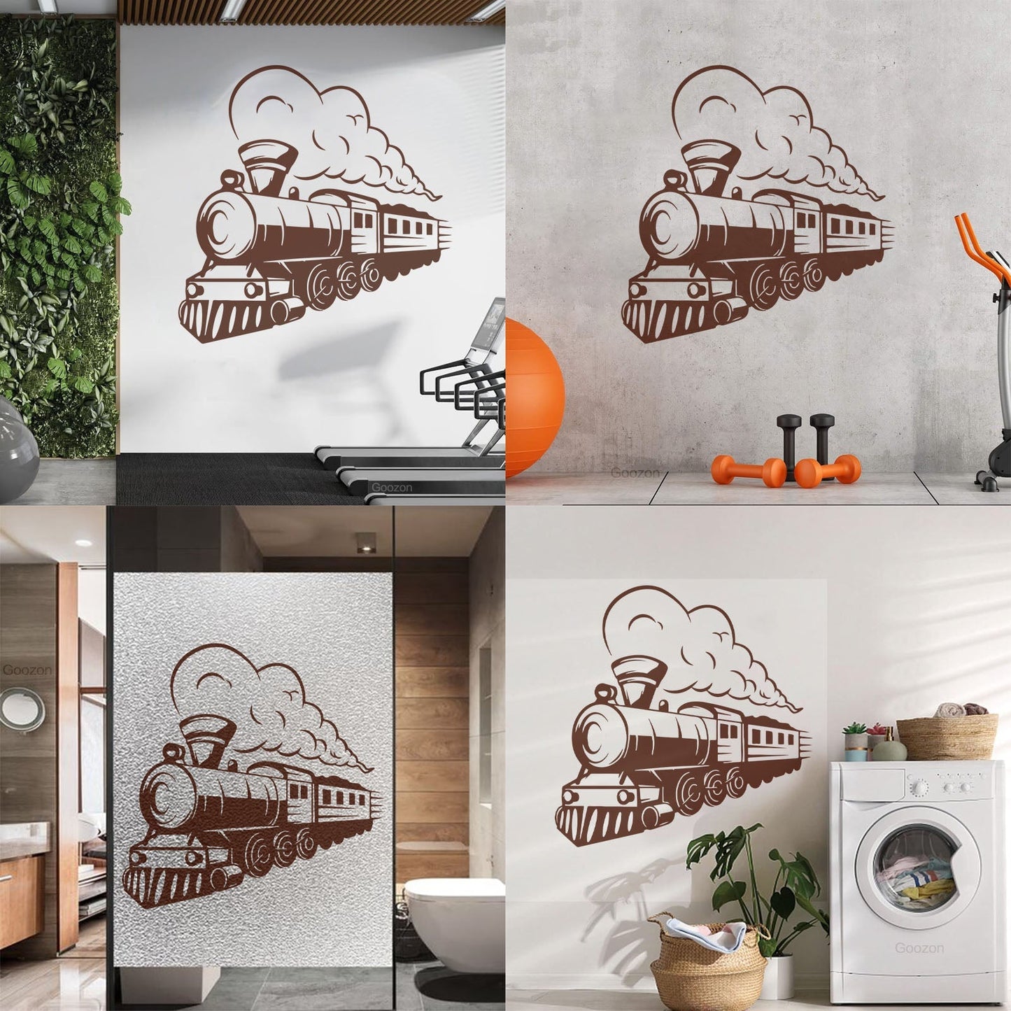 Vinyl Wall Stickers Train Locomotive Steam Railway Transport Store Decoration