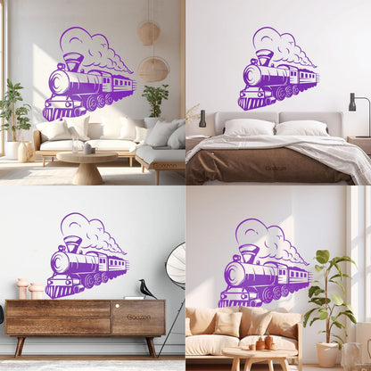 Vinyl Wall Stickers Train Locomotive Steam Railway Transport Store Decoration