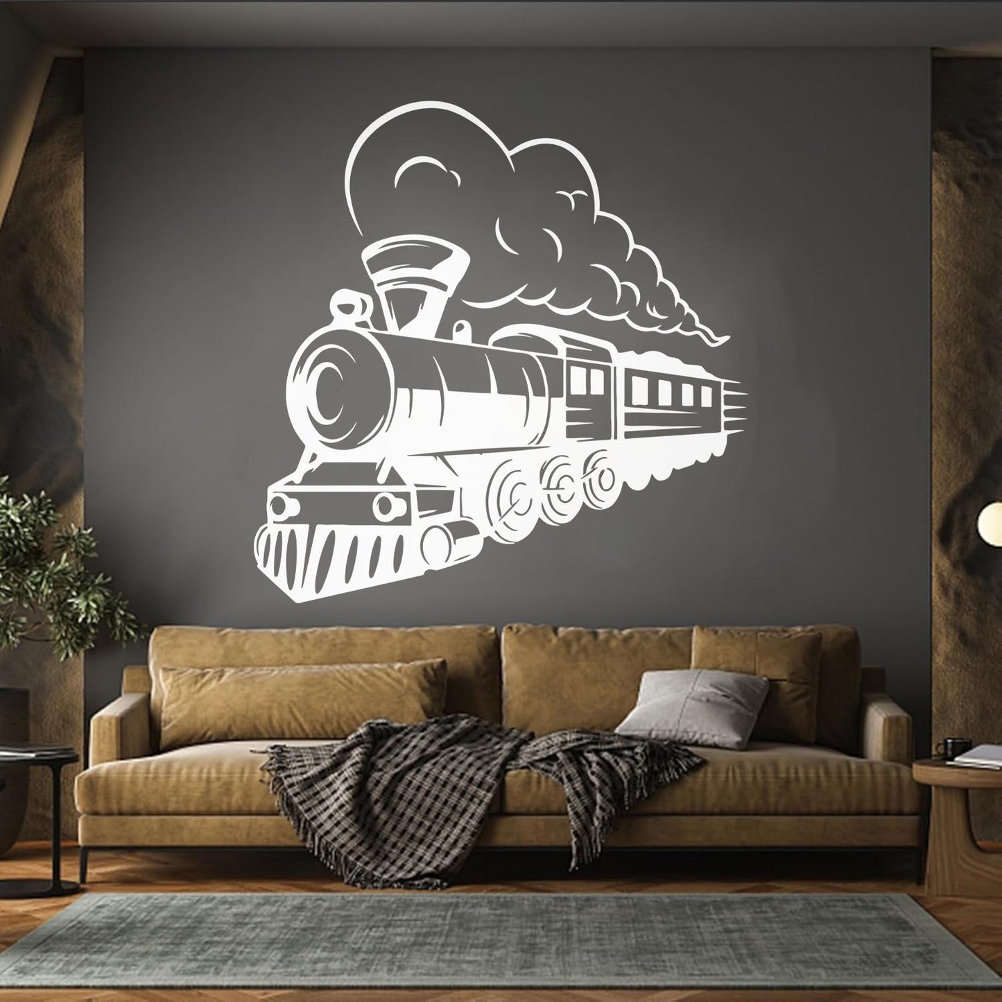 Vinyl Wall Stickers Train Locomotive Steam Railway Transport Store Decoration