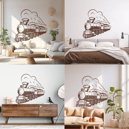 Vinyl Wall Stickers Train Locomotive Steam Railway Transport Store Decoration