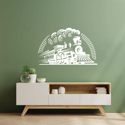 Vinyl Wall Decals Train Rails Railway Locomotive Transport Removable Without Leaving Glue