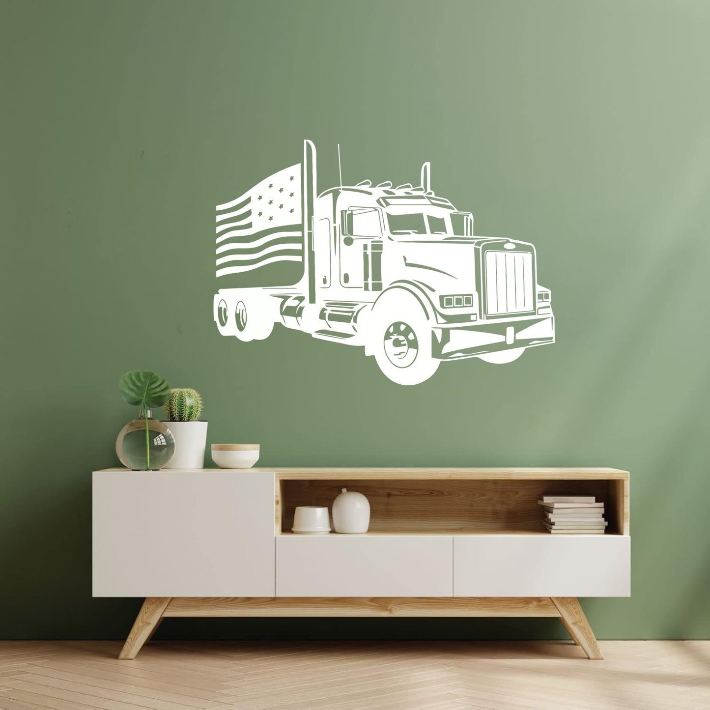 Mural And Wall Vinyl Decal Usa Flag Classic American Truck Garage Do Not Damage The Wall Surface