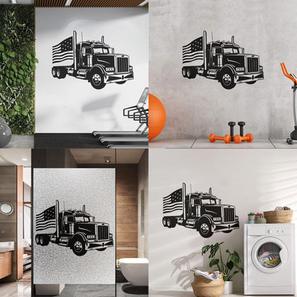 Mural And Wall Vinyl Decal Usa Flag Classic American Truck Garage Do Not Damage The Wall Surface