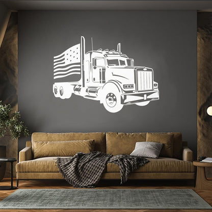 Mural And Wall Vinyl Decal Usa Flag Classic American Truck Garage Do Not Damage The Wall Surface