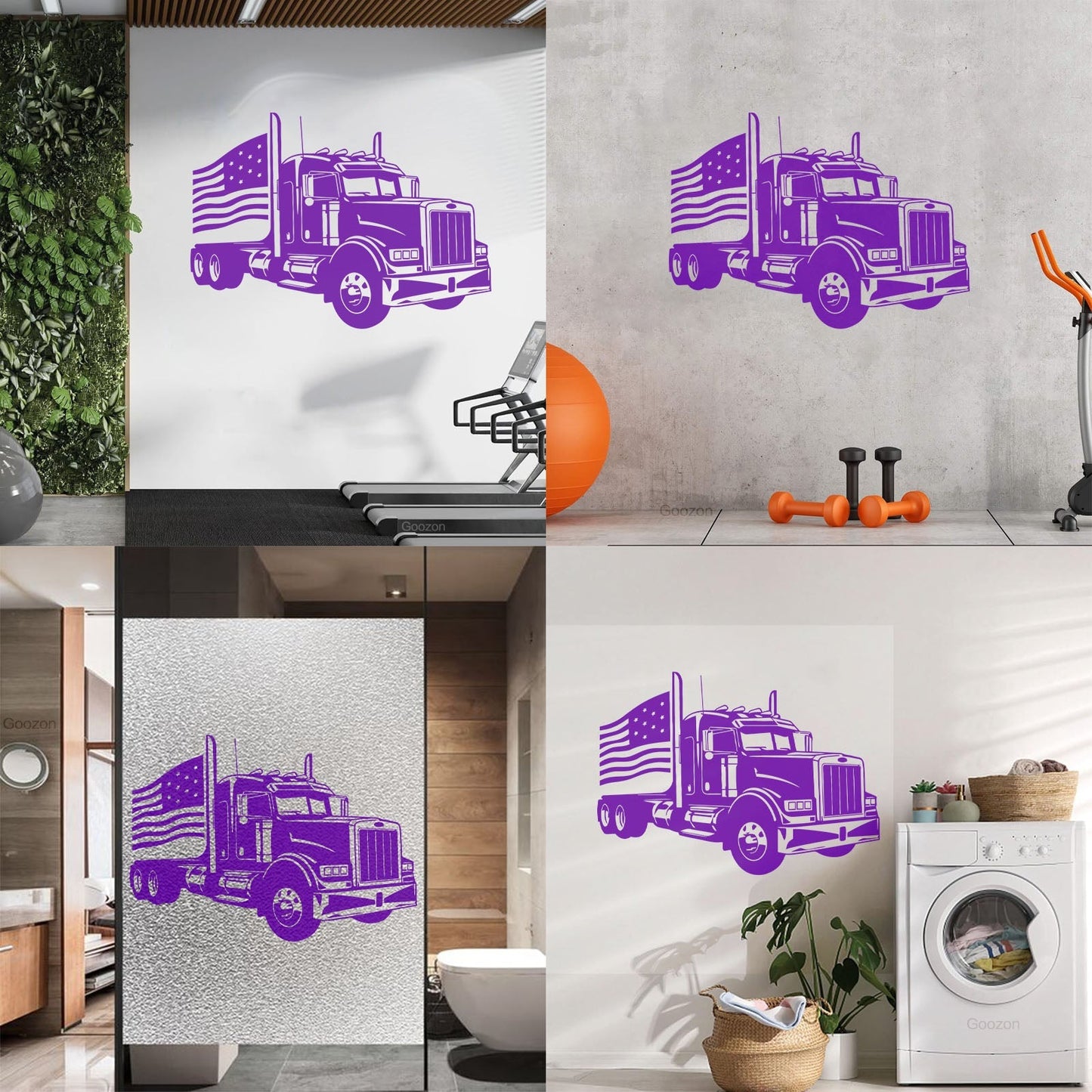 Mural And Wall Vinyl Decal Usa Flag Classic American Truck Garage Do Not Damage The Wall Surface