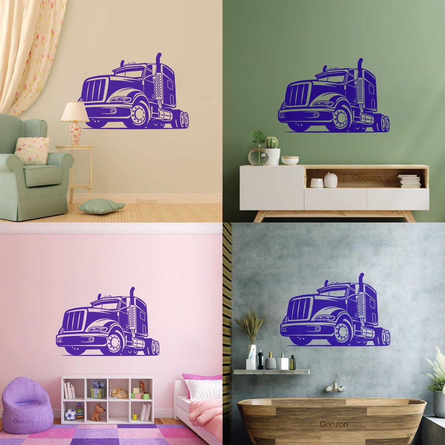 Wall Stickers Truck Garage Car Boys Vehicle Machine Art Mural Painting