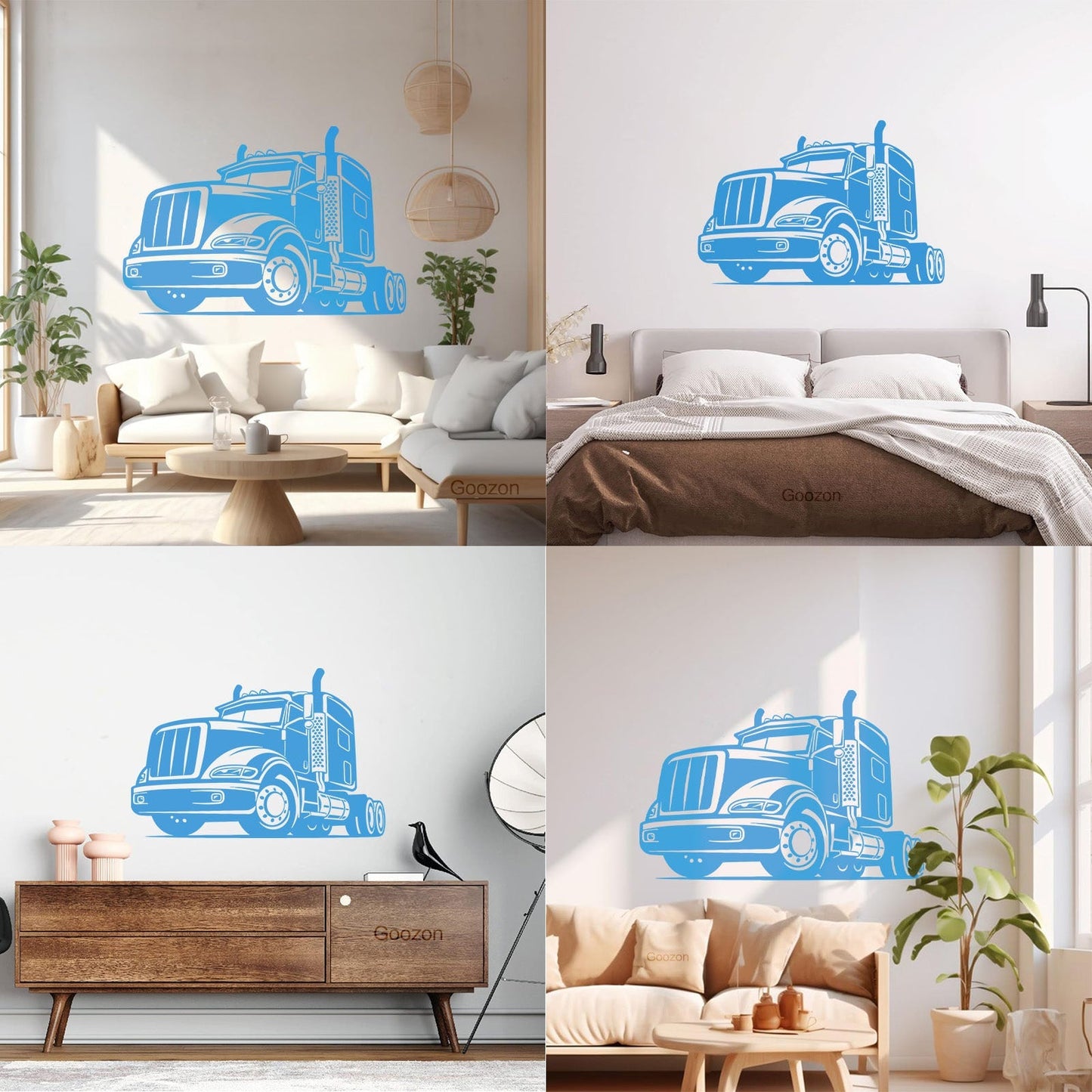 Wall Stickers Truck Garage Car Boys Vehicle Machine Art Mural Painting