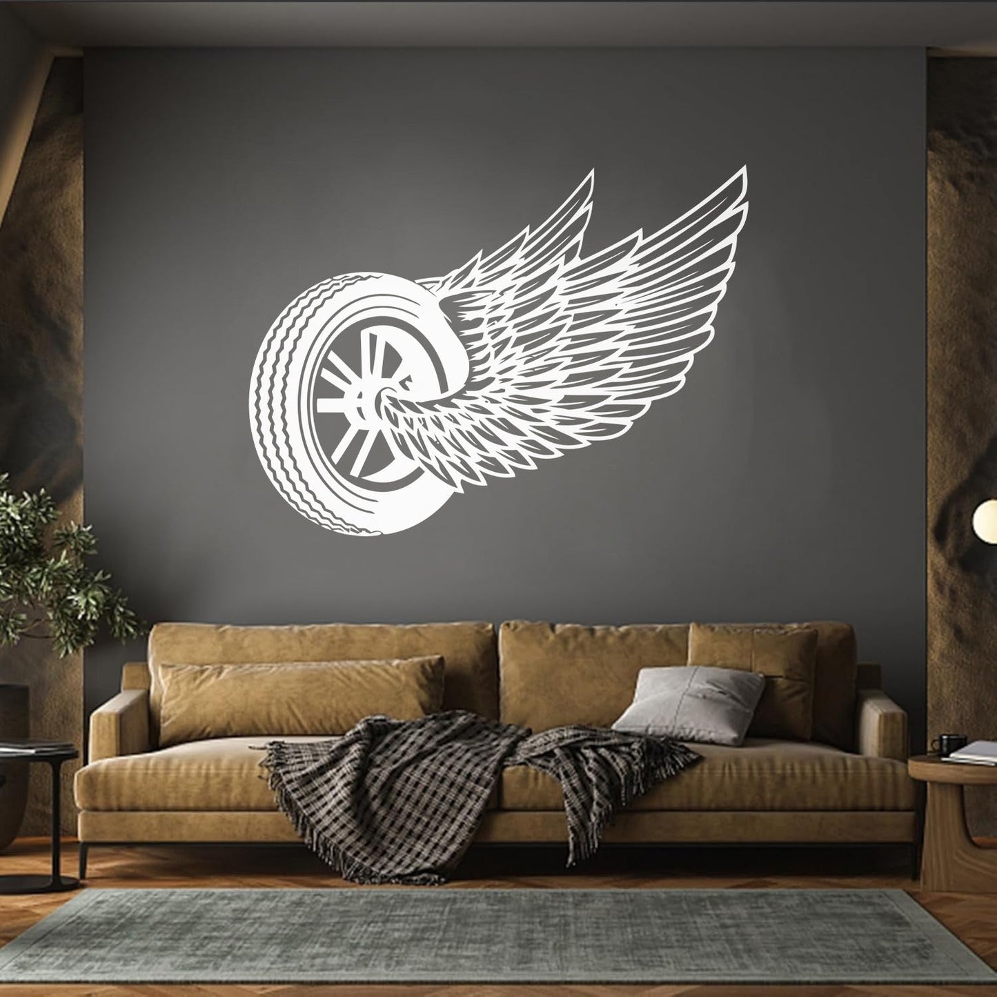 Wheel Wings Driver Car Auto Repair Garage Lettering Stickers Art Decoration